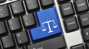 Conceptual keyboard - Law symbol (blue key)